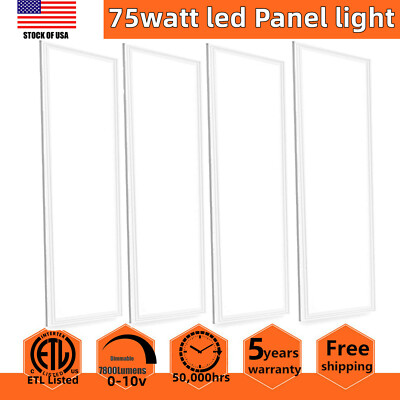 4-Pack, 2x4(FT) 75W LED Back Lit Flat Panel Recessed Lighting Drop Ceiling Light
