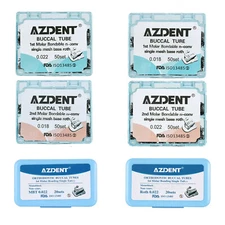AZDENT Dental Ortho Buccal Tube 1st 2nd Roth/MBT 018/022 Mesh Base Monoblock