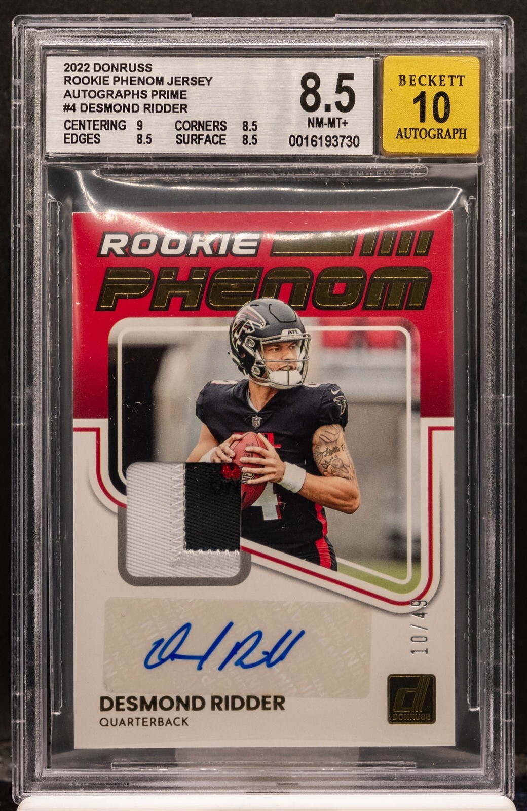 Desmond Ridder Panini Donruss Rookie Phenom Jersey Autographs #RPA4 Prime