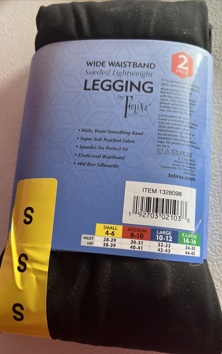 うぃ様 Felina 2-Pack Wide Waistband Sueded Lightweight Legging, Black