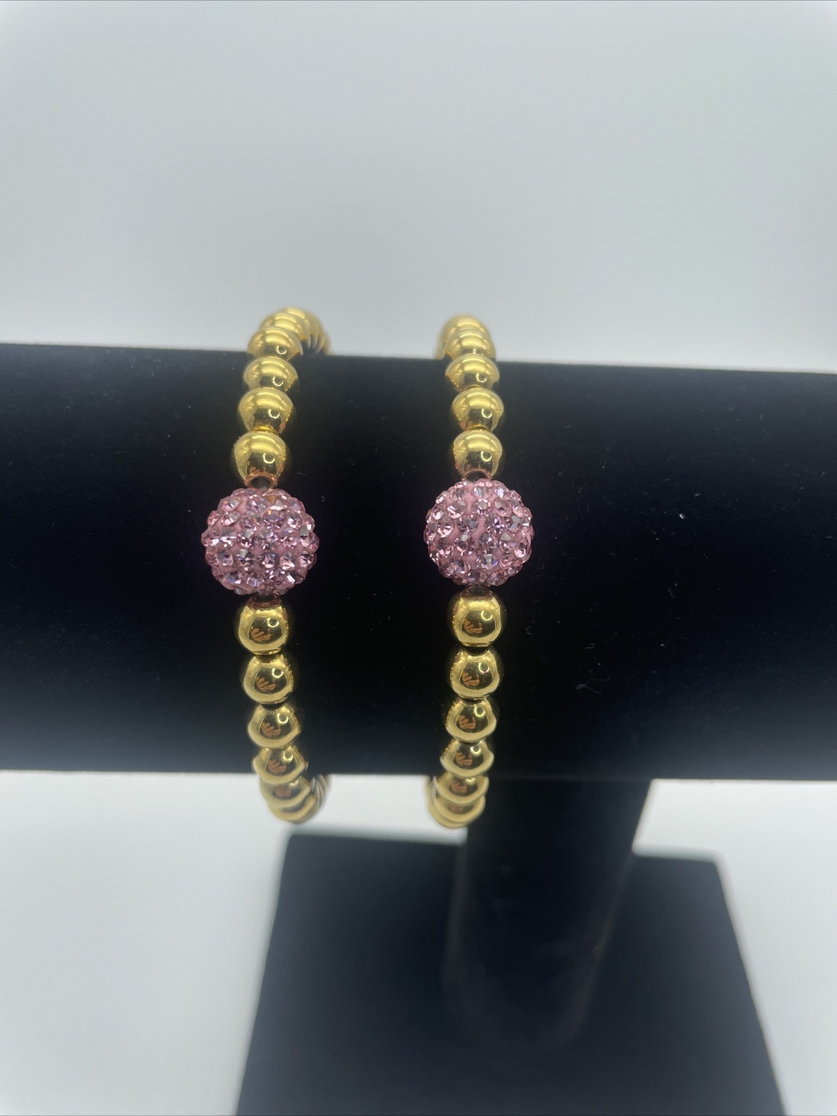 2 Rustic Cuff Pink Ireland Mini Stretch Gold Tone… - image 1