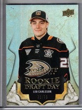 2023-24 UD Exquisite hockey Leo Carlsson GOLD Rookie Draft Day /75 card DUCKS