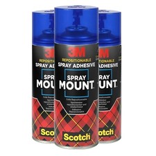 3 x 3M Spray Mount 400ml Clear Adhesive Glue Spray 400ml Aerosol Can