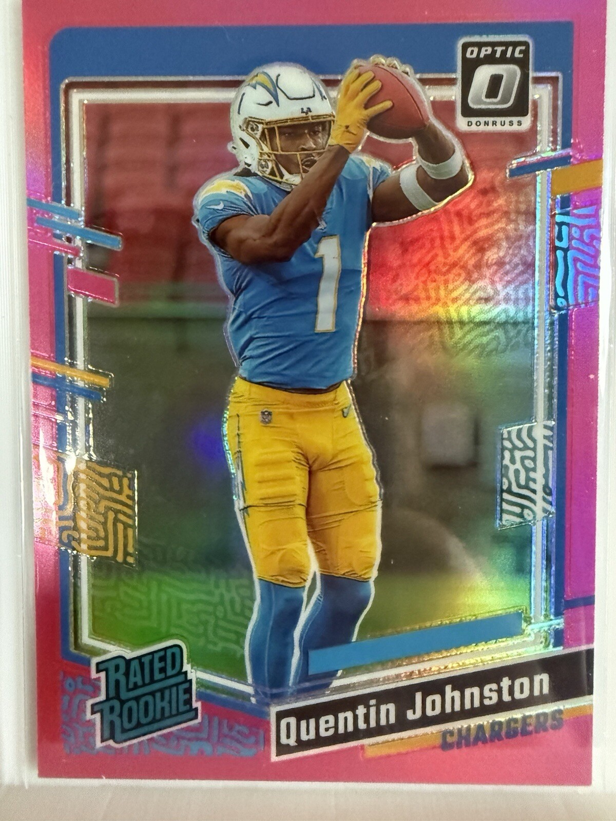 Quentin Johnston(RC)-2023 Panini Donruss Optic #265 Pink Prizm-Chargers