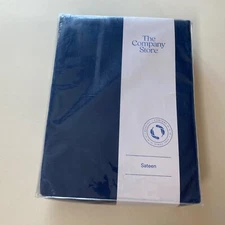 New! The Company Store 100% Cotton Sateen King Duvet Cover Blue Sapphire