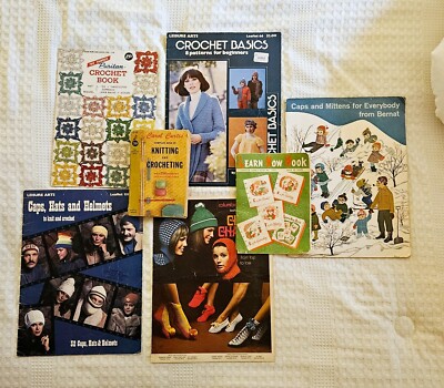 Lot of 7 Vintage Fashion Crochet Knitting Patterns Leaflets Books