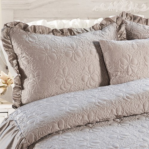 Lux 4Piece Matte Satin Bedding Set Reversible Ruffle Quilted Coverlet Queen/King - Picture 39 of 44