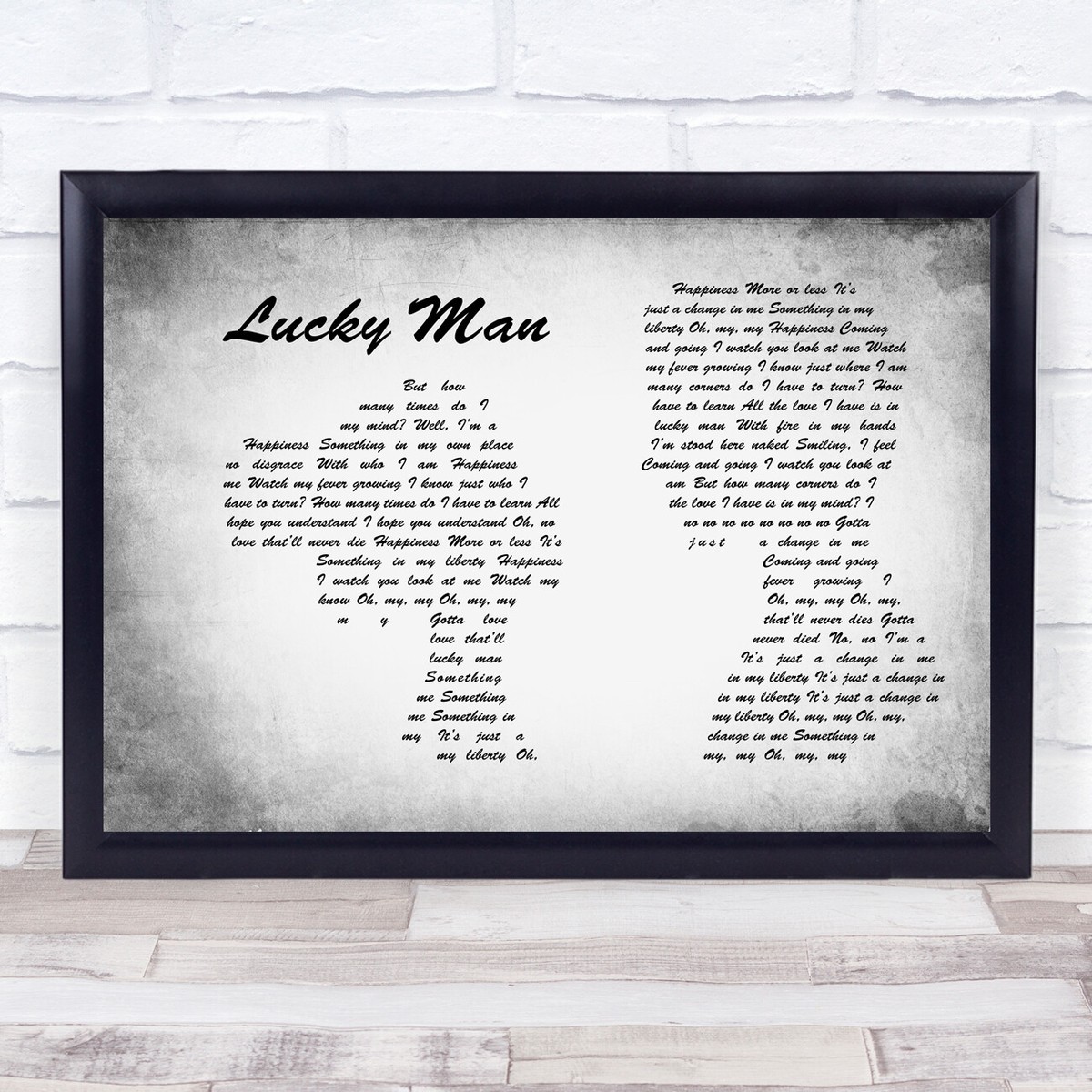 Lucky Man Man Lady Couple Grey Song Lyric Print