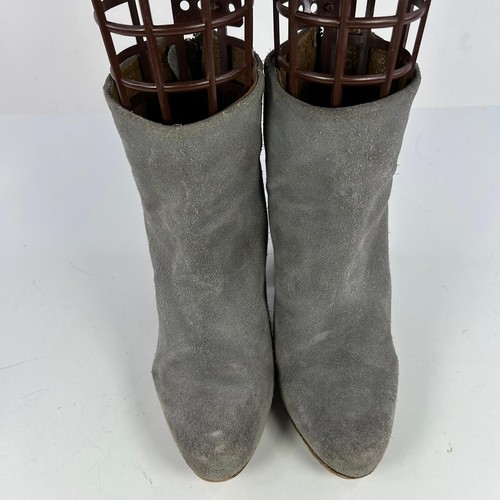 Freebird By Steve Harlo Booties US 7 back zip Gray Distress Suede Heels Boot - Imagen 3 de 13