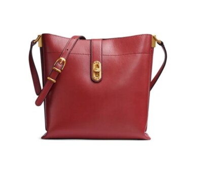 Donna Karan NY Bridgehampton leather triple compartment crossbody -CLARET/ RED