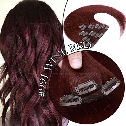 Clip in Human Hair Extensions Full Head 100% Real Remy Hair 24" 8PCS Long Ombre - Picture 84 of 103