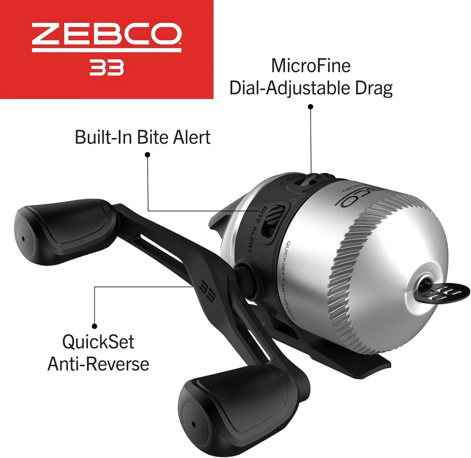 Carrete de pesca Zebco 33 Spincast, recuperación cambiable derecha o izquierda, incorporado Foto 3 de 4