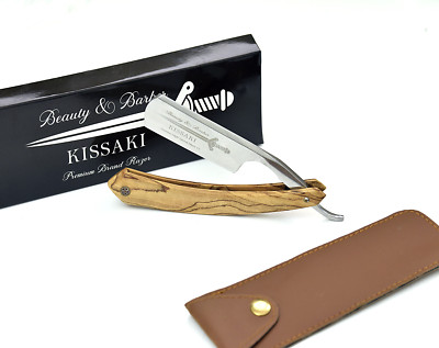 B&B PRO SHAVING STRAIGHT RAZOR FOR MEN GERMAN HIGH SPEED STEEL + OLIVE WOOD 