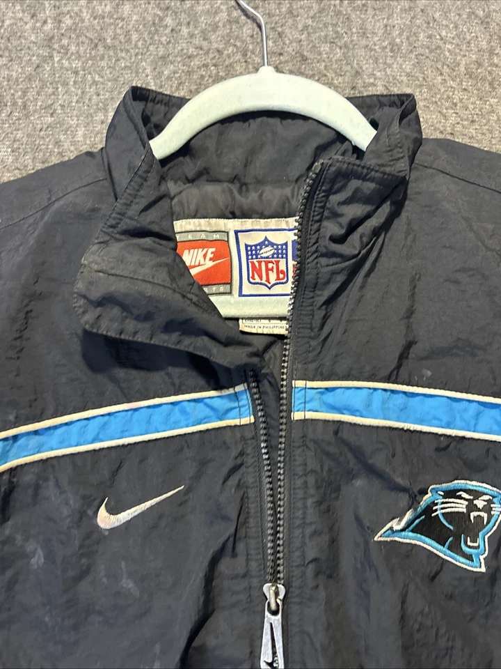 Chaqueta Abrigo Vintage Años 90 Carolina Panthers Nike Pro Line Y2K Adolescente L 14-16 Negra Foto 4 de 4