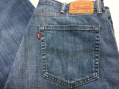 Levi Strauss Men Size 38 x 30 Jeans 505 Fit Straight Leg Med. Wash Stretch - Picture 9 of 11