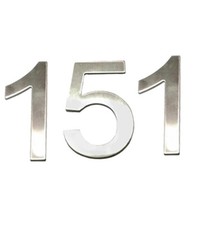 Stick-On House Numbers - No 151 - Stainless Steel - 10cm - Door, Fence, Gate