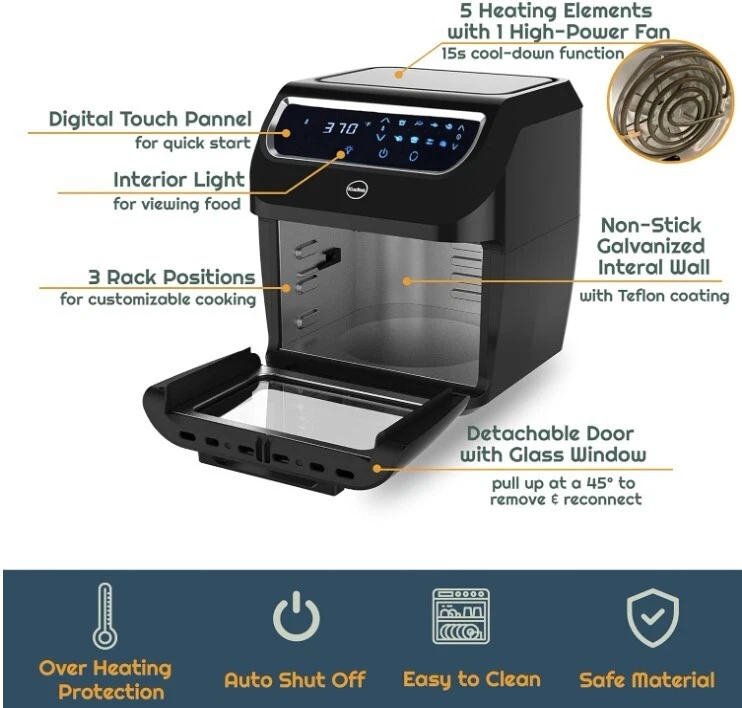 iCucina Digital Air Fryer, 10 Qt Air Fryer Oven with 8 Cooking Presets - Image 4 of 4