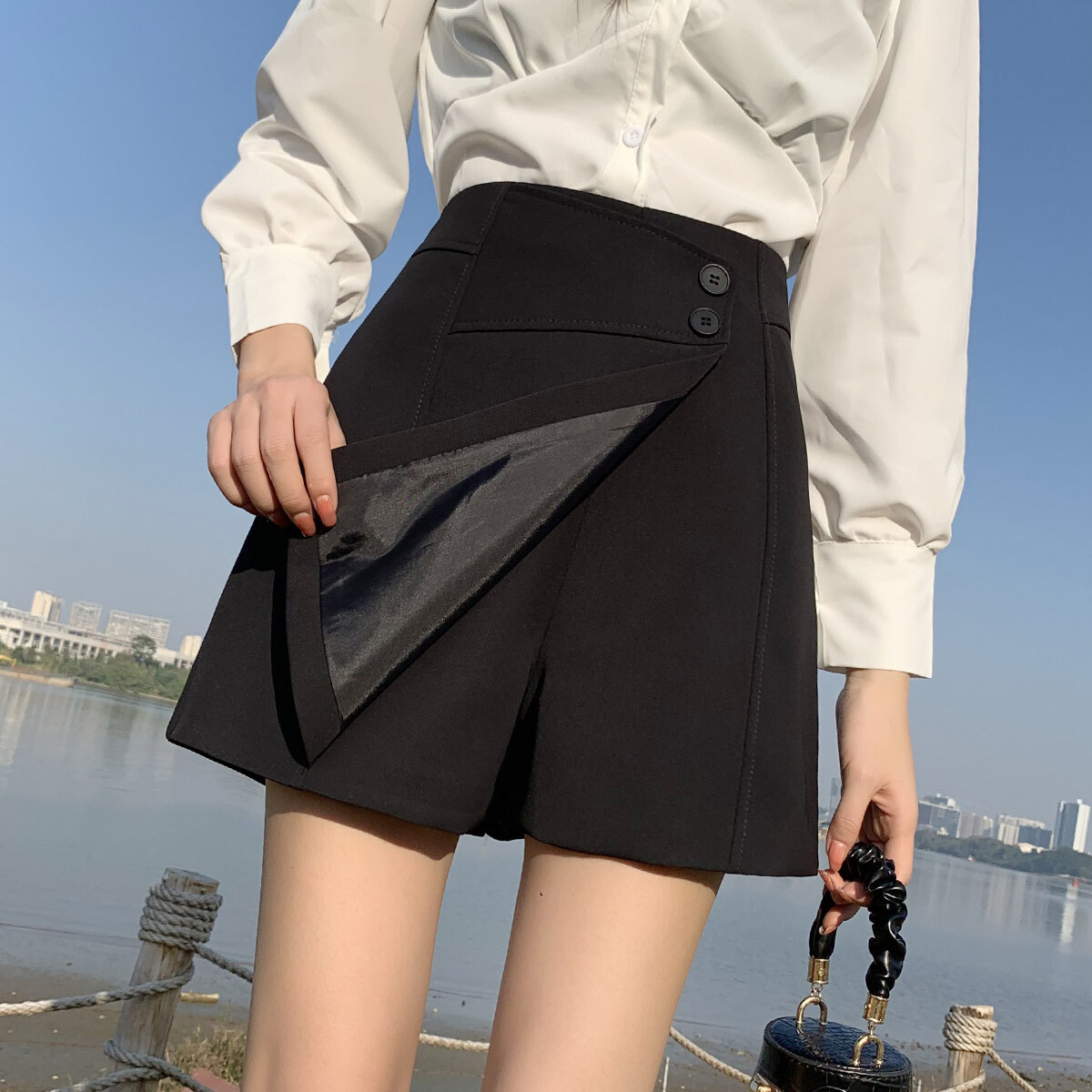 ACYM Wrap skirt short パンツ Women Wrap Shorts Casual Mini Skirt Shorts High Waist Short