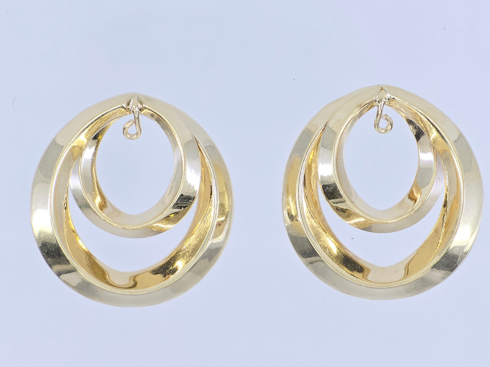 SOLID 14K GOLD DOUBLE HOOP EARRING JACKETS ~ 1" /… - image 8