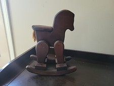 Vtg Wooden Rocking Horse Handmade Decorative Doll Primitive Rustic Granny Core