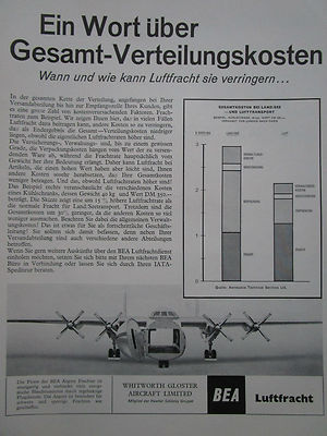6/1963 PUB BEA FRET FRACHT FREIGHT HAWKER SIDDELEY ARGOSY ORIGINAL DEUTSCHE ANZEIGE