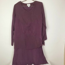 Vintage CDC Caren Desiree 2 Pc Stripe Outfit Maxi Skirt  Top Purple Sz 14