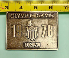Vintage 1976 Olympic Games Belt Buckle Large Bergamot Brass Silvertone