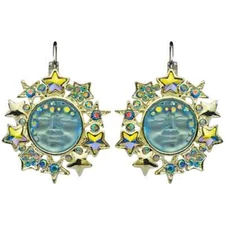 KIRKS FOLLY  Galaxy Goddess Seaview Moon Leverback Earrings silvertone