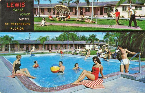 Tarjeta de visita St Petersburg FL Lewis Palm Park Motel 2,25 x 3,5" - Imagen 1 de 2