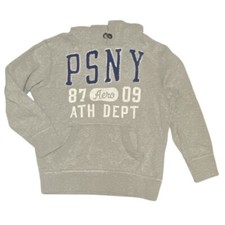 P.S. Aeropostale Boys Gray Navy Blue P.S.N.Y. Logo Hoodie Sz 10