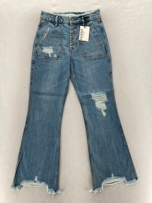 Anthropologie EVIDNT Los Angeles Saint Denis Flare Jeans Women's 26 Distressed