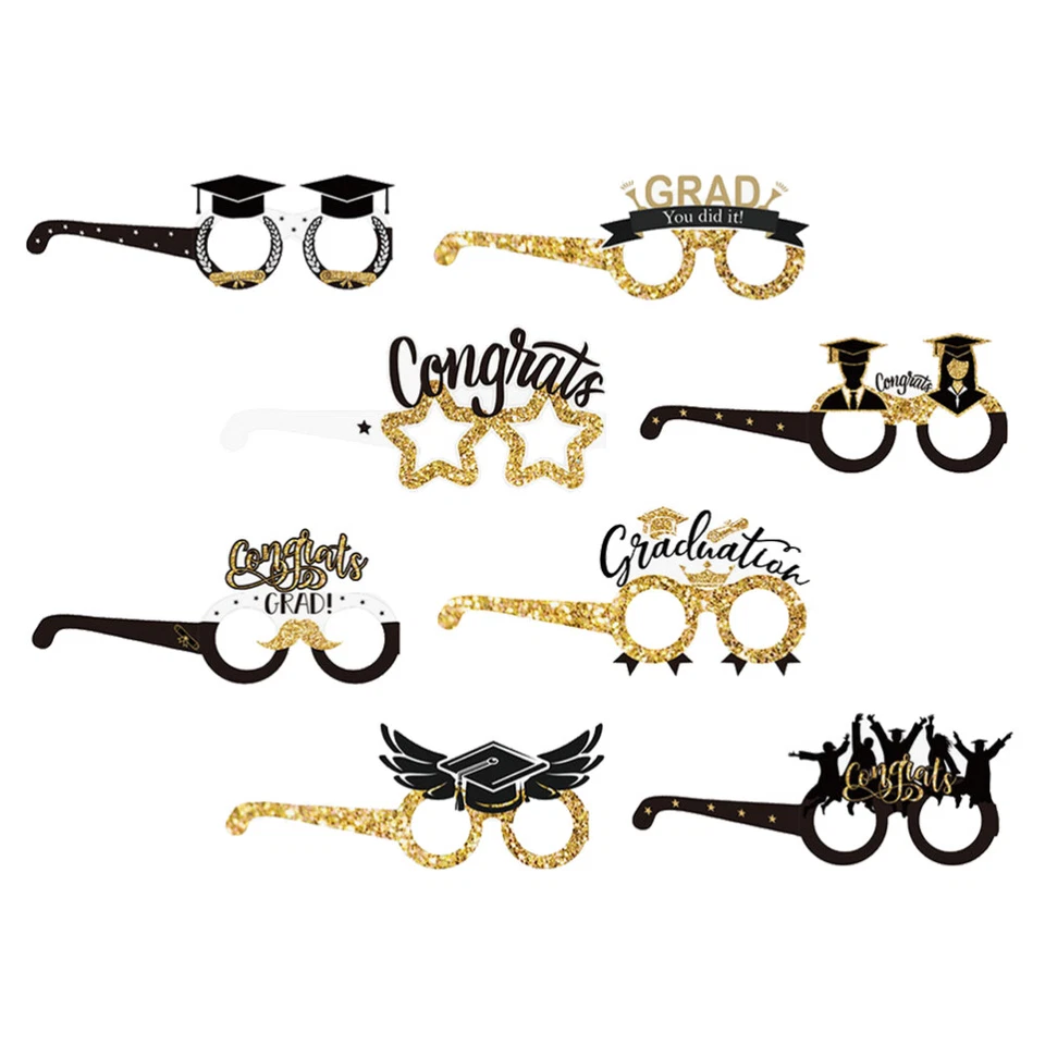 8pcs Graduation Glasses Paper Party Eyeglasses Graduation Party Decoration . - Image 2 of 4