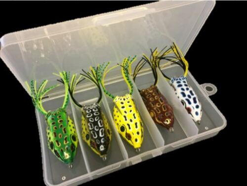 5 PCS Large Frog Topwater Soft Fishing Frogs Lure Bait Bass 1/2 oz 2-3/8" - Picture 1 of 7