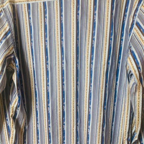 Mens Robert Graham Blue/Brown/Tan Long Sleeve Ornate Buttons Shirt Large - Picture 13 of 14