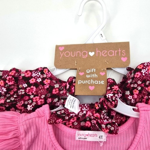 Young Hearts 2 Pack Pink And Floral Kids Romper Size 4T - Picture 3 of 4