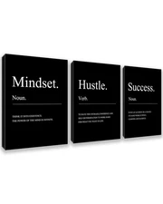 Success Paintings 3-Piece Motivational Wall Art Set - Inspirational Canvas Pr...