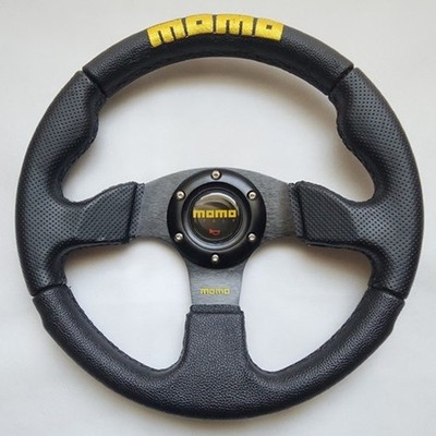 MOMO Black Leather Street Sport Steering Wheel 320mm BRLYS