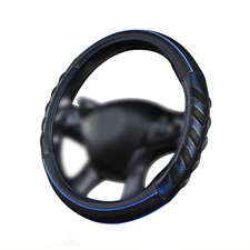 Universal 15 Inch Faux Leather Car Steering Wheel Cover Antislip Blue Black