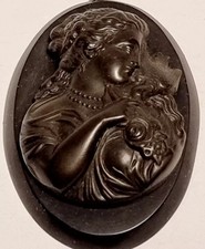 A0065 - Großer Trauerschmuck Anhänger Kamee Jugendstil Antikschmuck - 5,9 cm