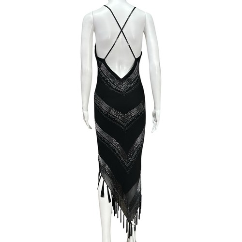 Vintage Cache 90s Y2k Fairy Wedding Formal Prom Gown Slip Silk Beaded Dress VTG - Picture 4 of 24