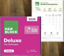 H R Block Tax Software Deluxe 2025 PC/Mac LlNK  KEY FREE efiles  State 