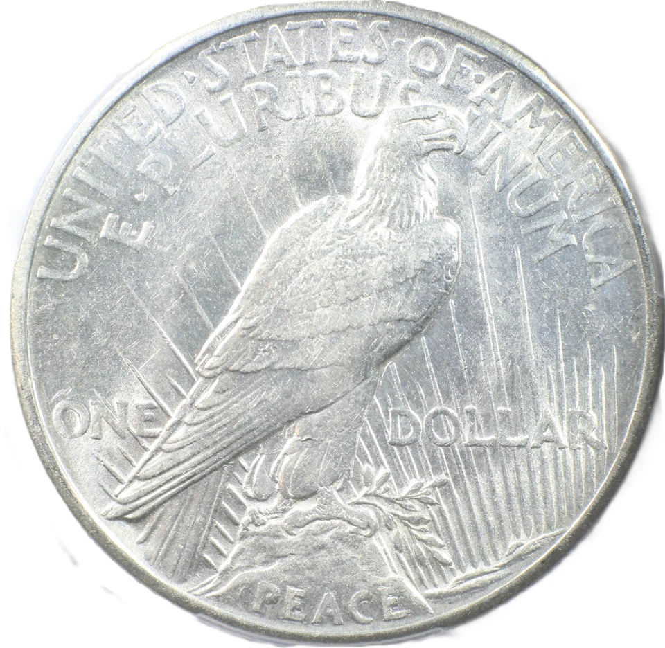 1921 $1 Alto Relieve PCGS/CAC AU58 - Dólar de la Paz - Escasa emisión del primer año Foto 4 de 4