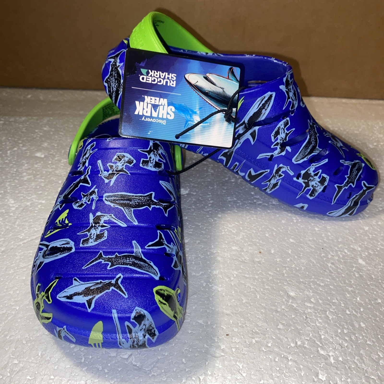 Sandals Rugged Shark Size1 Green Lightweight Clogs Eva Heel Strap-image