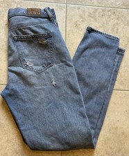 American Eagle Blue Denim Mom Jeans Distressed Women  s Size 0