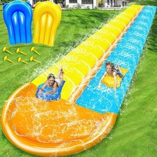 32FT Slip and Water Slide for Kids and Adults, Extra Long Heavy Duty Lawn Water