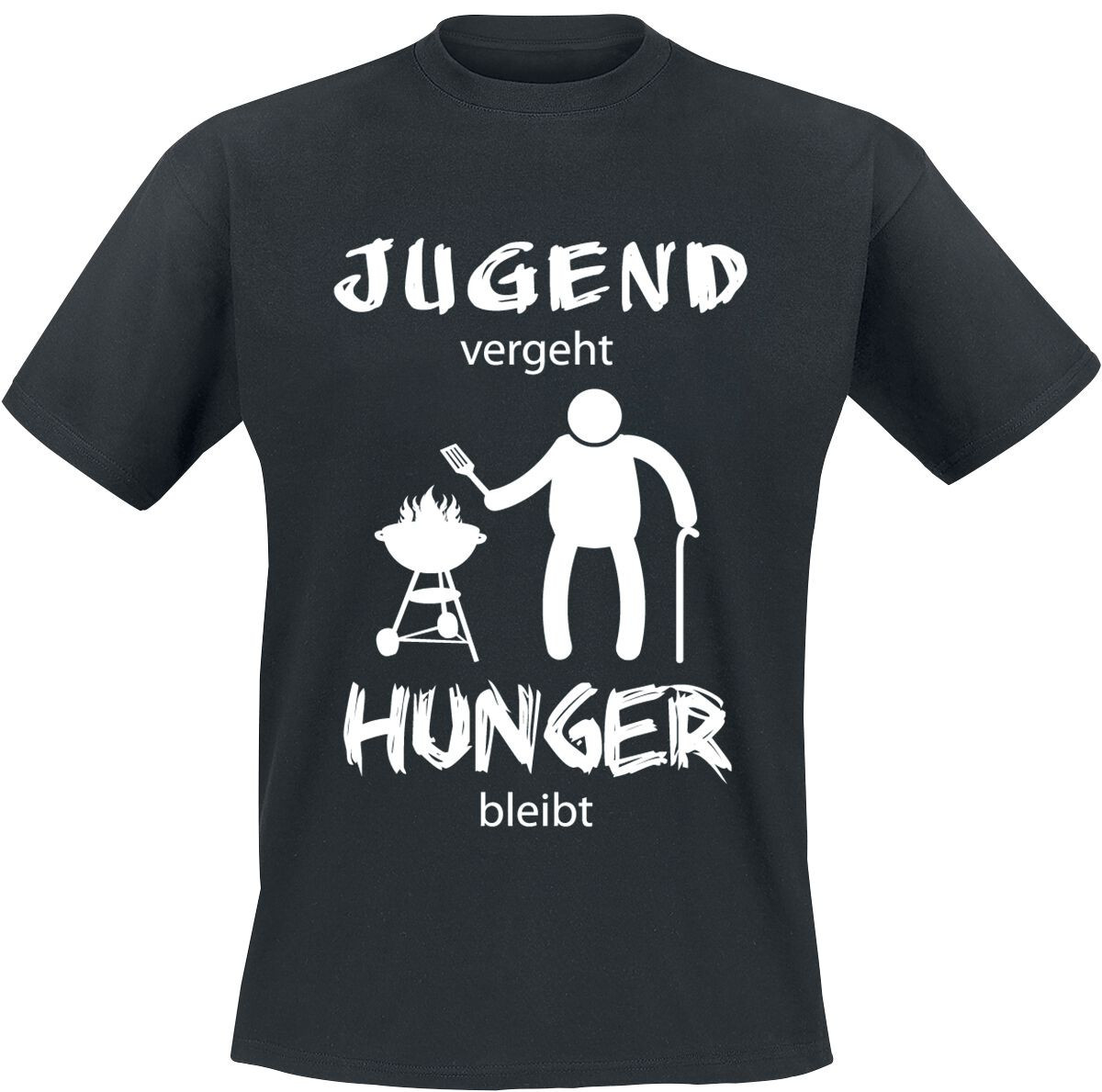 Футболка с изображением еды Herren Jugend vergeht Hunger bleibt schwarz Funartikel, Sprüche
