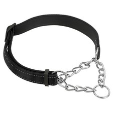 Dog Chain Collars No Pull Dog Collar Reflective Nylon L Black