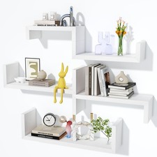 Solid Wood Floating Shelves for Wall, Set of 5 Multi Size Wall Mount Storage ...