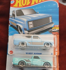 Hot Wheels 1:64 '83 Chevy Silverado Light Blue Aqua Diecast Truck 2-Pack