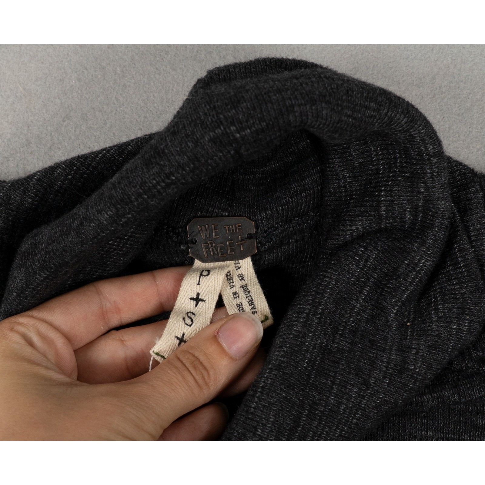 We The Free Free People Charcoal Grey Split Back Turtleneck High Low Top Small image 2